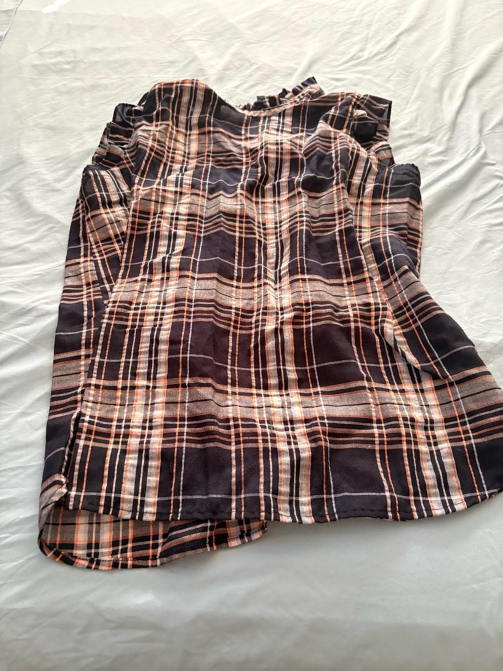 LOFT Plaid Blouse in Black and Pink